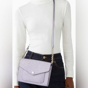 KATE SPADE NEW Tinsel Glitter Flap Crossbody Bag in Lilac Frost NWT